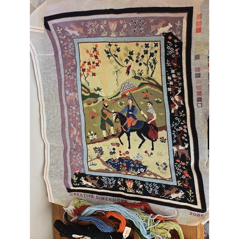 Vintage Creative Dimensions Needlepoint Canvas Horse Landscape Kit 01978